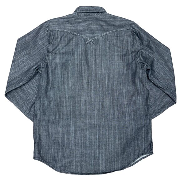 Men's AKADEMIKS AKDMS Long Sleeve Streetwear Black Chambray‎ Shirt- Size M - Picture 2 of 10